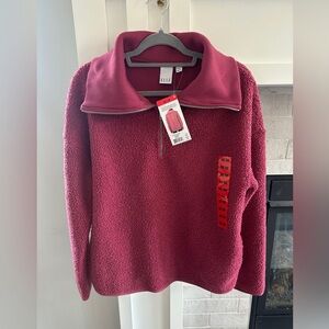 NWT Elle Maroon Fleece Quarter-Zip Pullover| size m